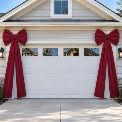 Wine Red 27x82 Inch Velvet Christmas Door Bows - 2 Pack