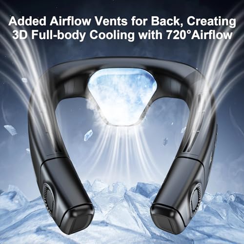 Wearable Neck Air Conditioner Fan Black - Bladeless, Rechargeable 6000mAh