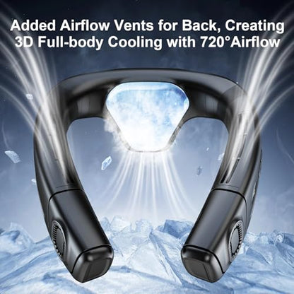 Wearable Neck Air Conditioner Fan Black - Bladeless, Rechargeable 6000mAh