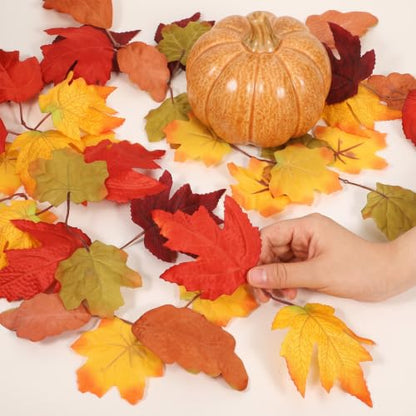 Autumn Maple Leaves Artificial Fall Decor 50 Pcs for Thanksgiving Halloween