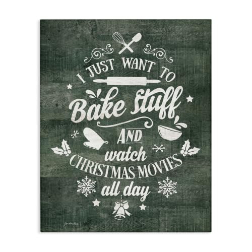 Bake Stuff Christmas Movies Word Canvas Wall Art - 24x30 Inches, Holiday Kitchen Decor