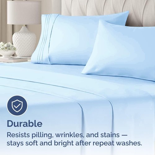 King Standard Pillow Cases - Soft Hotel Quality Covers | Fade-Free, Wrinkle Resistant - Light Blue, Set of 2