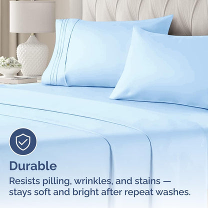Skiennix Standard Pillow Cases Set of 2 | Soft Hotel Quality, Wrinkle-Free & Stain Resistant - Light Blue