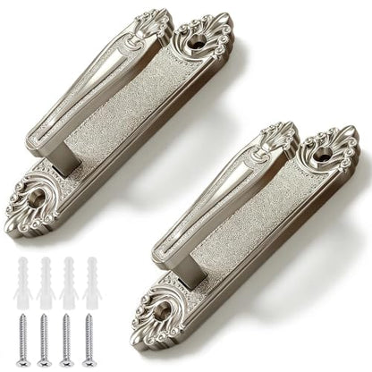 RiseDirectly 2 Pack Matte Silver Curtain Holdbacks Rust-Proof Zinc Alloy - Modern Drapery Tiebacks