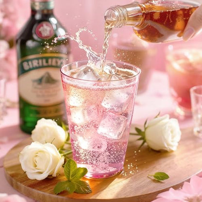 Pink Disposable Plastic Cups 12 oz 50 Pack for Cocktails & Parties