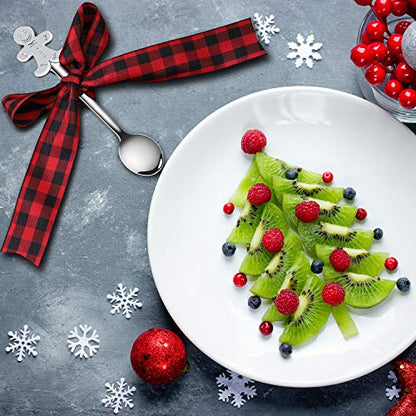 Christmas Stainless Steel Spoons Set - 8 Pieces with Holiday Patterns, Gift & Stocking Fillers
