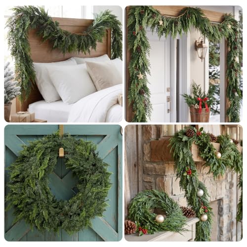 9FT Artificial Cedar Garland for Christmas Decoration - Dense & Lifelike
