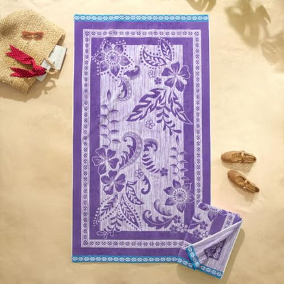 Decorative Jungle Oversized Cotton Beach Towel 40x72 Reversible Jacquard