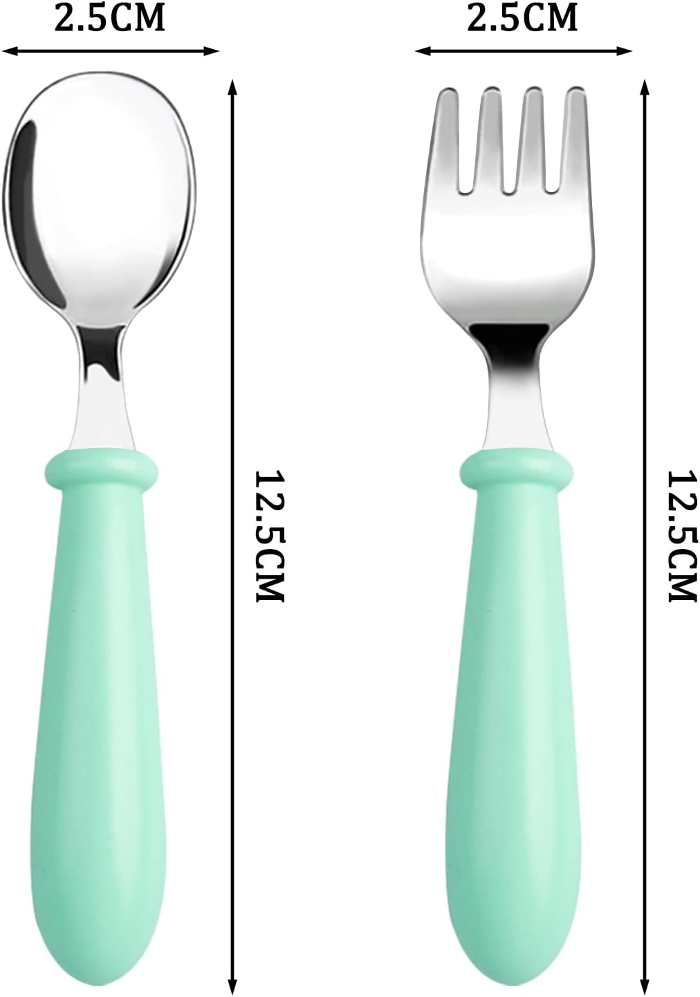 Skiennix Toddler Utensils Set - 12-Piece Stainless Steel Forks & Spoons for Safe Self-Feeding | Dishwasher Safe