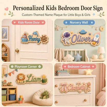 Personalized Nursery Name Sign - Fantasy & Princess Theme Wooden Wall Decor