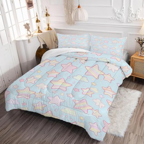 KXRY Star Cloud Comforter Set Twin Size Pastel Kawaii Bedding - Stars05