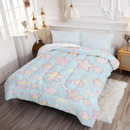 KXRY Star Cloud Comforter Set Twin Size Pastel Kawaii Bedding - Stars05