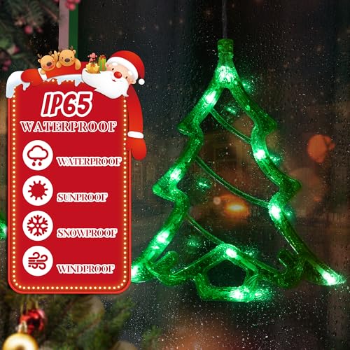 Christmas Tree Window Lights - 30 LEDs, 8 Modes, Timer, USB & Battery Operated - Indoor Outdoor Decoration - Variation: Christmas Tree