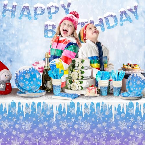 Winter Snowflake Party Supplies 171 Pcs Tableware Set for Christmas and Winter Events