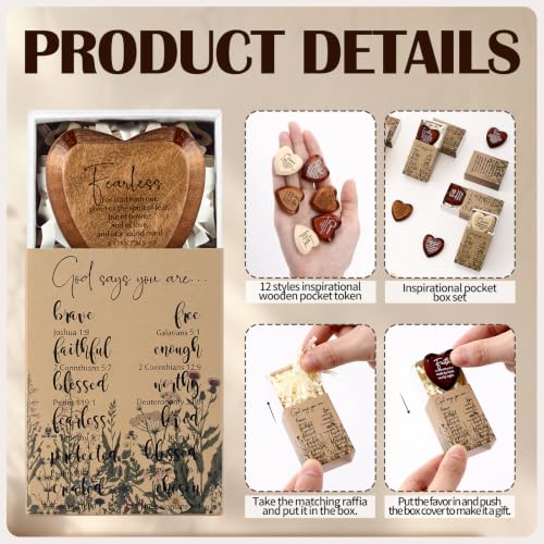 Christian Wooden Heart Gift Set with 108 Pieces & Inspirational Box - Multicolor