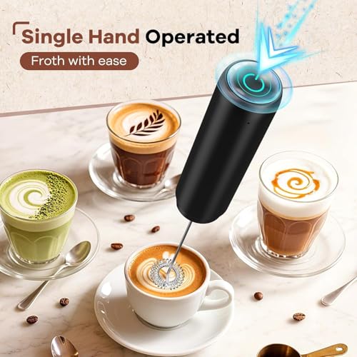 Ebony Rechargeable Handheld Milk Frother for Coffee, Matcha & Hot Chocolate