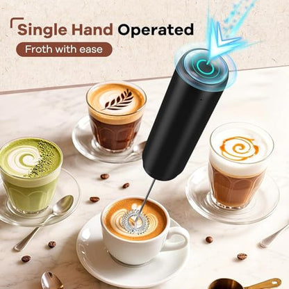 Ebony Rechargeable Handheld Milk Frother for Coffee, Matcha & Hot Chocolate