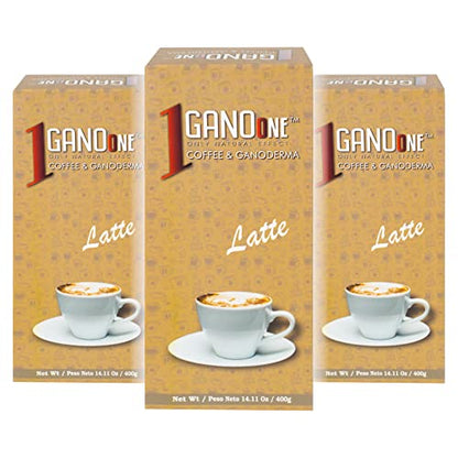 1 Box GanoOne Latte Reishi Mushroom Instant Coffee - with Organic Ganoderma Extract - Blend with Creamer and Sugar - Easy to Use 20 Single - Serve Sachets