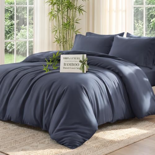 Queen Size Bamboo Rayon Duvet Cover Set - Silky Soft, Breathable & Temperature Regulating