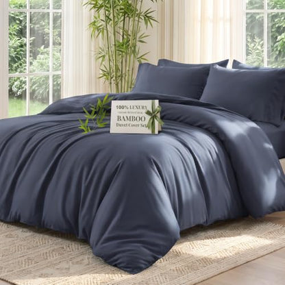 Queen Size Bamboo Rayon Duvet Cover Set - Silky Soft, Breathable & Temperature Regulating