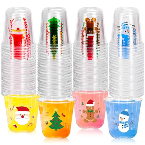 Christmas Plastic Cups Set 60 Pcs 12 Oz Snowman Gingerbread Santa Holiday Party