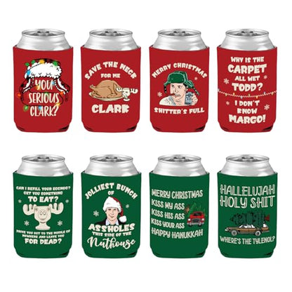 Christmas Vacation Can Cooler Sleeves - 8 Pcs Reusable 12oz Beer & Drink Covers