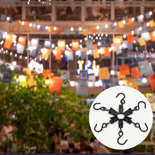 Senkary Black Stainless Steel S Hooks Curtain Clips for Outdoor String Lights - 2.4 Inch