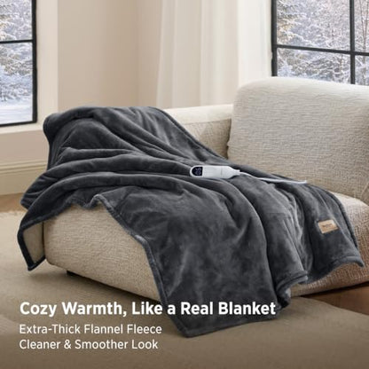 Bedsure HeatX Electric Throw Blanket with Preheat - Grey, 01 - Throw