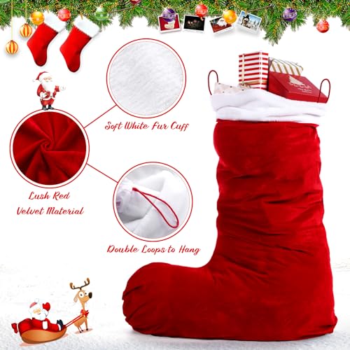 60 Inch Jumbo Velvet Christmas Stocking - Classic Red with White Fur Trim – Variation: Classic / Red