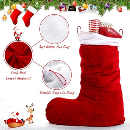 60 Inch Jumbo Velvet Christmas Stocking - Classic Red with White Fur Trim – Variation: Classic / Red