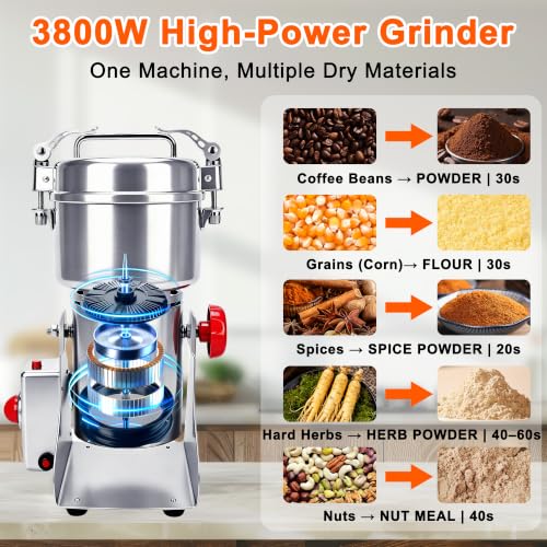 Electric Grain Mill Grinder 1000g Stainless Steel Spice & Flour Mill