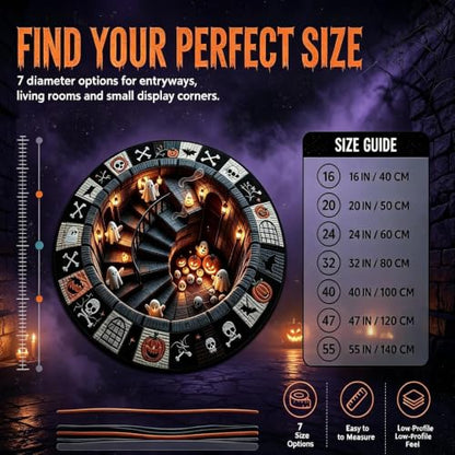 3D Halloween Ghost Optical Illusion Rug - 40in Spooky Staircase Mat - Variation D