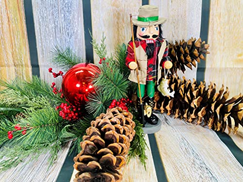 Decorative Fisherman Nutcracker - Hand Painted Wooden Christmas Figurine, 14.5"