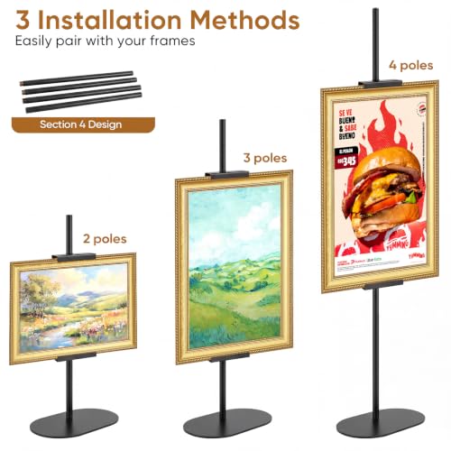 Large Floor Easel Stand for Sign and Artwork - Black, 63 Inch