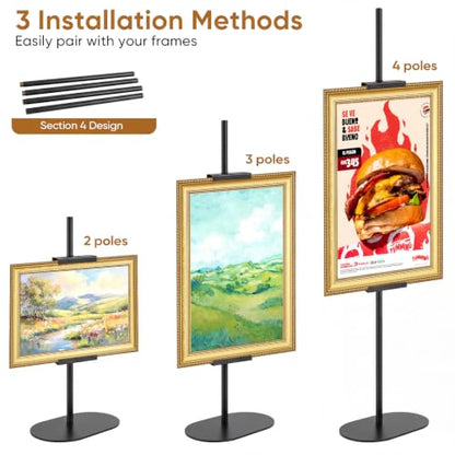 Large Floor Easel Stand for Sign and Artwork - Black, 63 Inch