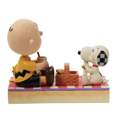Enesco Peanuts Collection by Jim Shore Snoopy, Charlie Brown and Woodstock Picnic Figurine- Stone Resin Hand Crafted Painted Collectible Peanuts Snoopy Figurines Home Decor Statue, 4.8 Inch