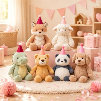 Pink Felt Party Hats for Stuffed Animals, Mini Celebration Accessories