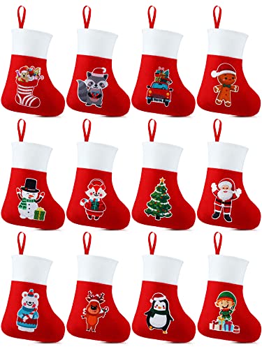 Mini Christmas Stockings Set of 48 - 5 Inch Holiday Tree Decorations