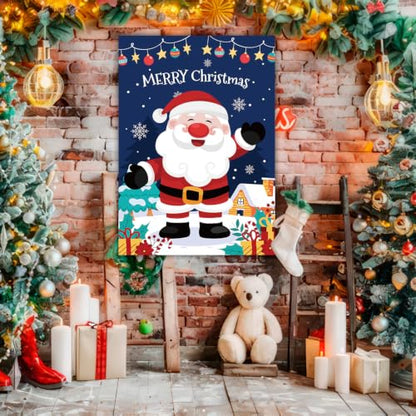 Christmas Pin the Nose on Santa Game Set with Poster and Blindfold