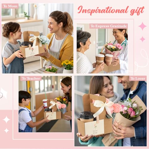 Reallnaive 16 Pack Flower Bouquet Drink Carrier with Handle - Brown Floral