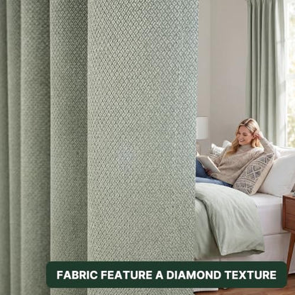 H.VERSAILTEX Sage Green Blackout Curtain Panels 40W x 84L Set of 2