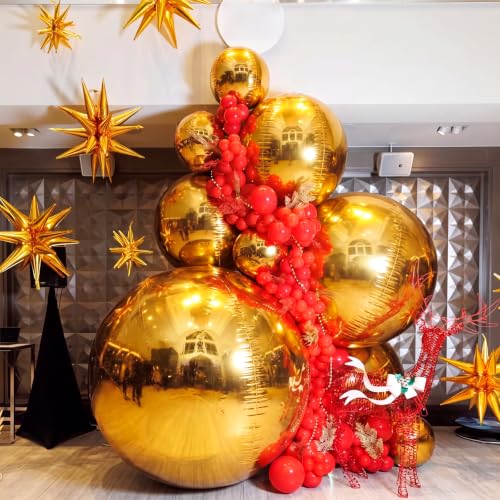 Gold Metallic Party Balloons Set - 24 Assorted Jumbo & Mirror Balloons, Party Decorations