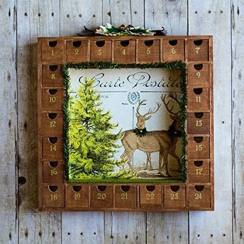 Creative Hobbies 13-Inch Christmas Advent Calendar Shadow Box - Pre-Assembled, Removable Drawers - Unfinished Wood for DIY Gifts & Crafts