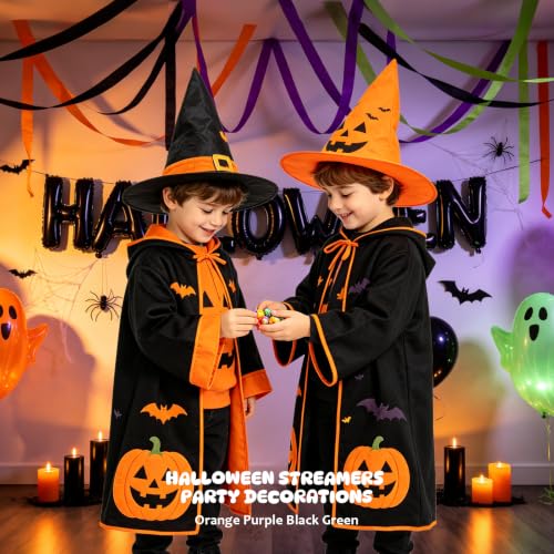 Halloween Crepe Paper Streamers - Black & Orange Party Decorations