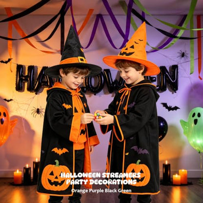 Halloween Crepe Paper Streamers - Black & Orange Party Decorations