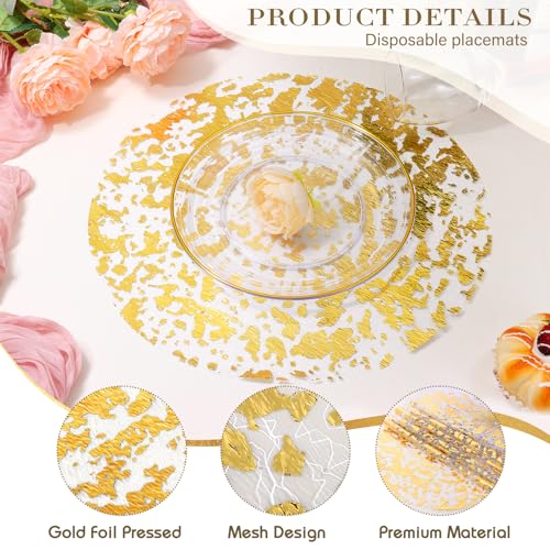 Gold Foil Disposable Placemats Set - 100pcs 13-inch Round Metallic Doilies for Weddings & Parties - Variation of THIS listing