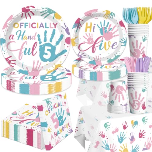 Officially a Handful 5th Birthday Party Decorations - Girl, 16 Pieces, 5th Variation