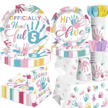 Officially a Handful 5th Birthday Party Decorations - Girl, 16 Pieces, 5th Variation
