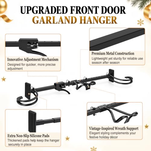 Adjustable Garland Hanger for Door Frame - Black, Fits 34-53 Inches