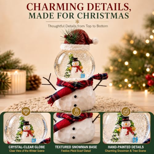 Musical Snow Globe Snowman Decor with Lights & Swirling Snow - Snowman Variant